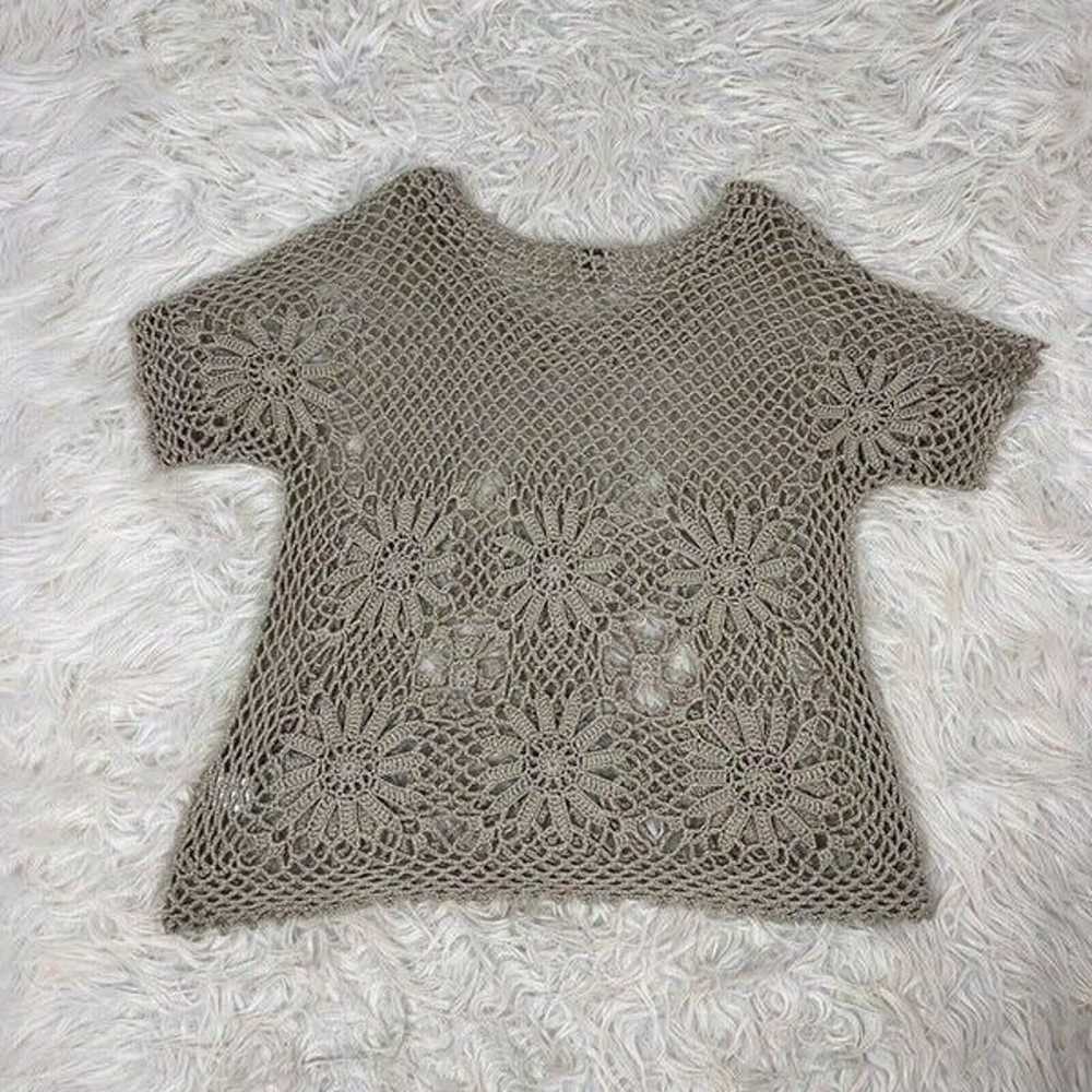 Roz & Ali Vintage Cottagecore Creamy Tan Crochet … - image 2