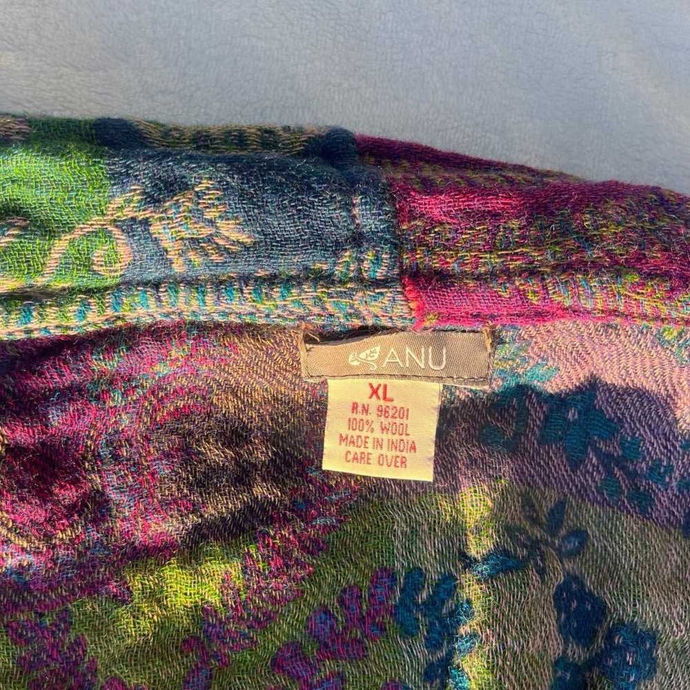Hippie boho wool embroidered vibrant cardigan 100… - image 4