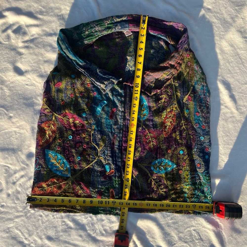 Hippie boho wool embroidered vibrant cardigan 100… - image 6