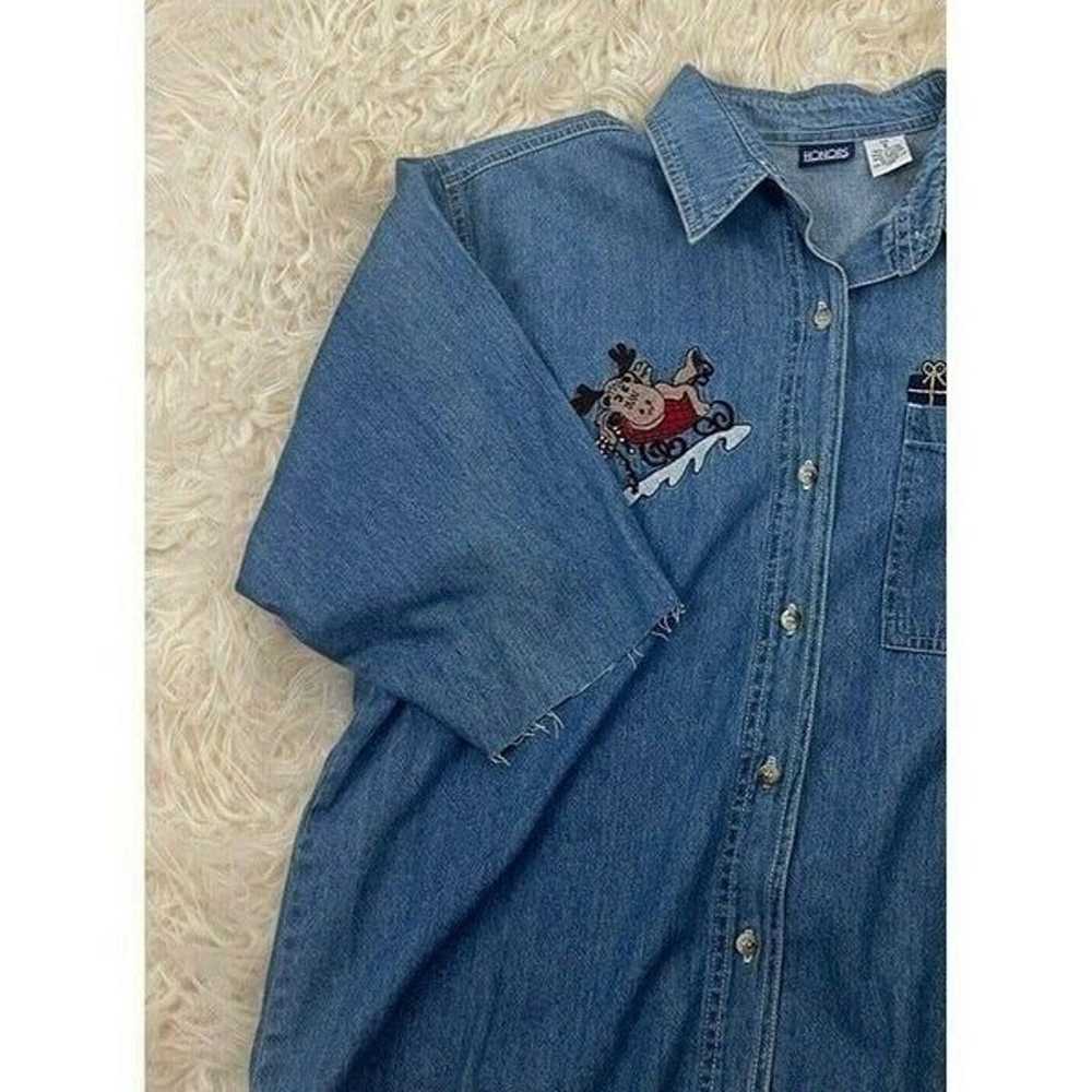 Vintage HONORS Denim Women’s Button Up Shirt Embr… - image 10