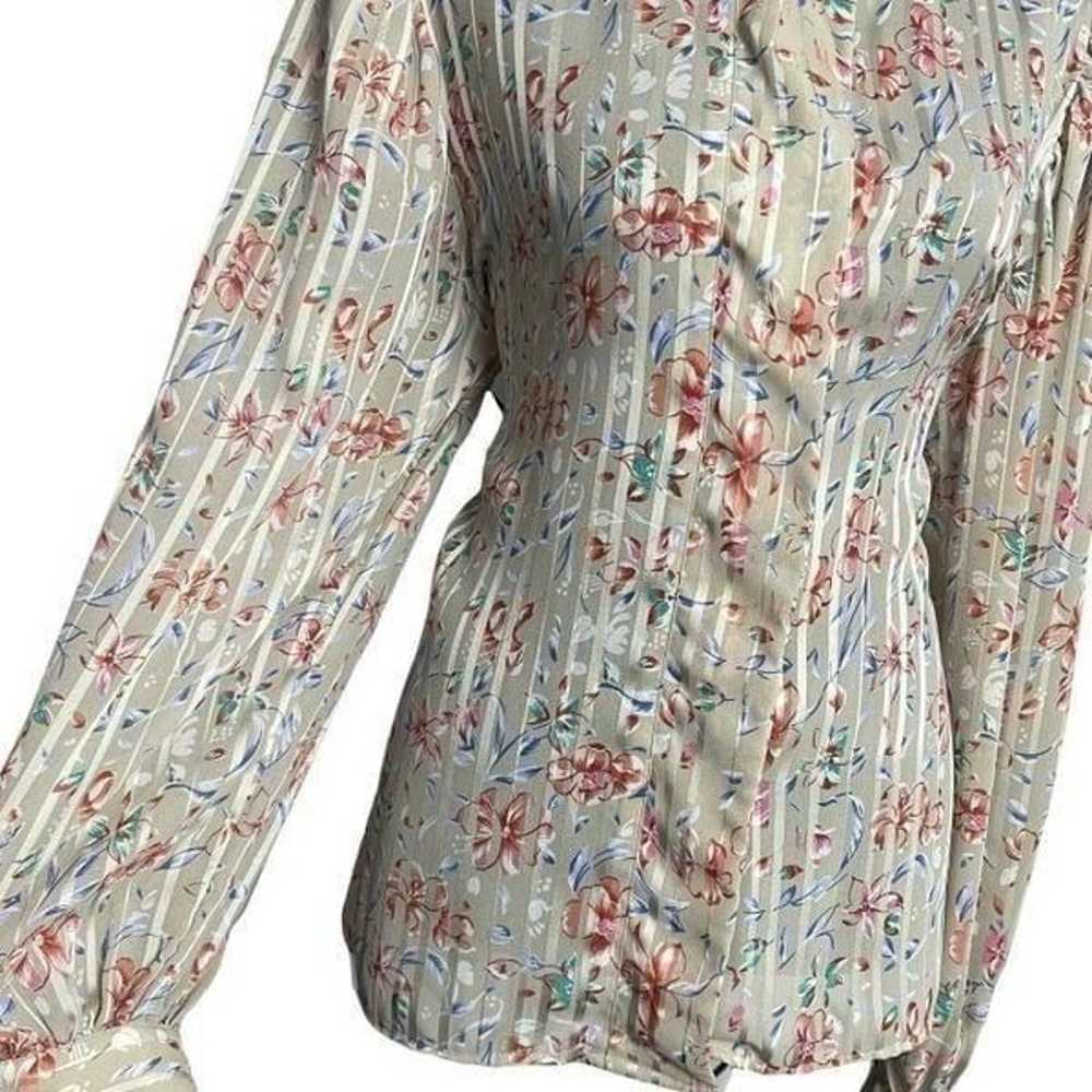 Linea V Button Up Shirt Women's 14 Multicolor Flo… - image 7