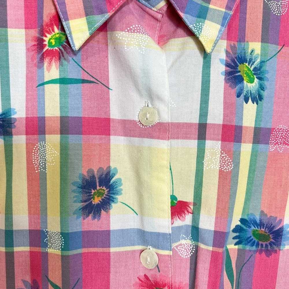 Alfred Dunner Vintage Shirt L Floral Plaid Multic… - image 6