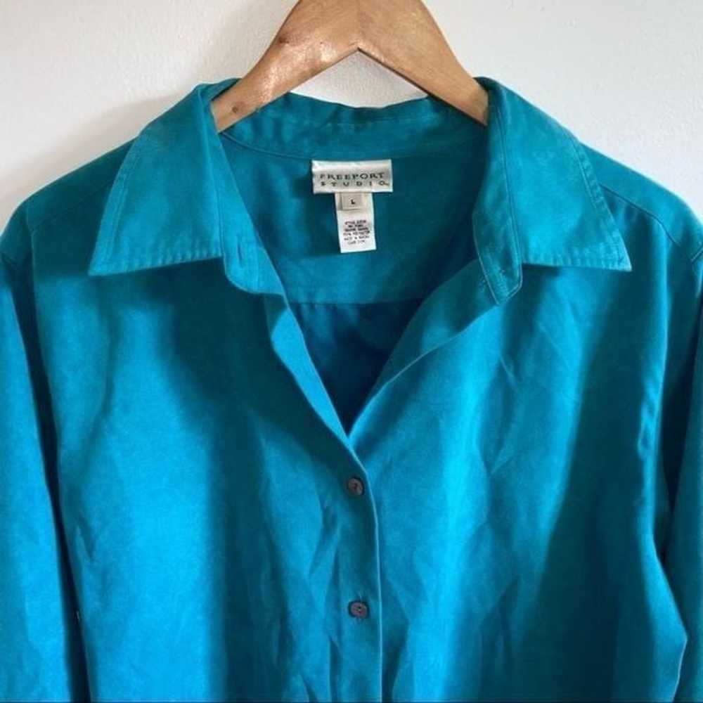 Vintage Freeport studio blue suede button up shirt - image 8