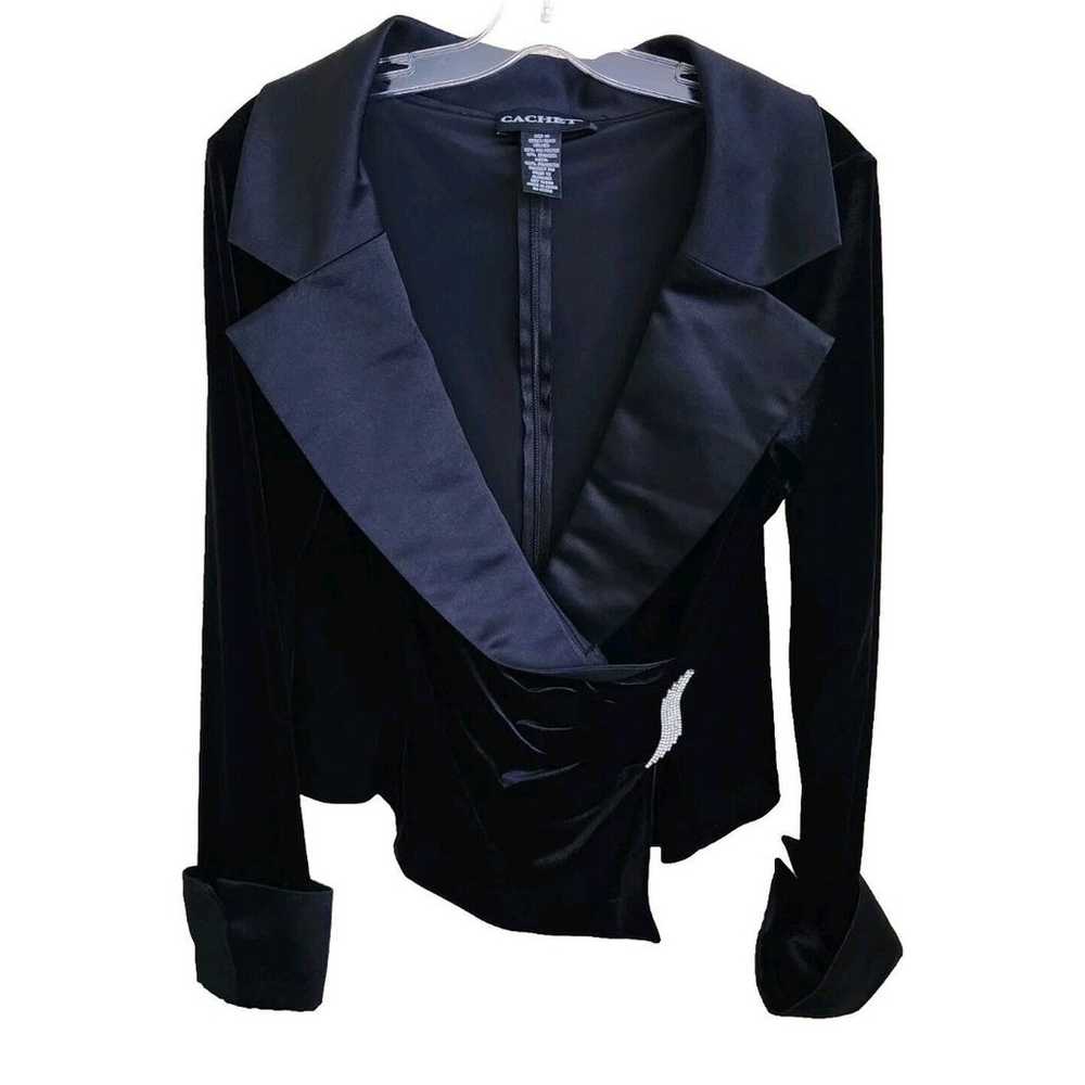 Vintage Cachet Black Velvet & Satin Dress Formal … - image 1