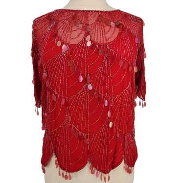 Vintage Plum Blossom Beaded Top Hand Embroidery Re