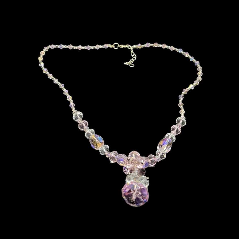 Pink crystal necklace - image 2