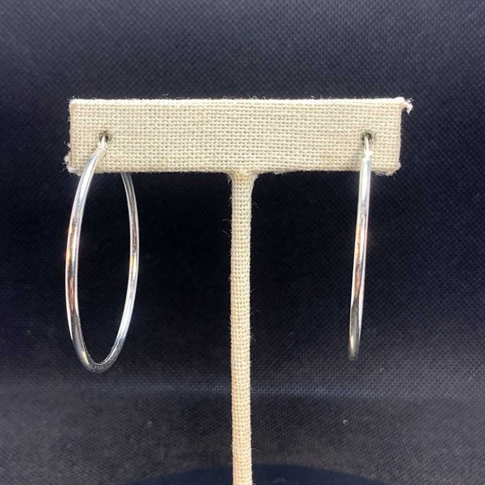 VTG Solid Sterling Silver 925 Elegant Hoop Earrin… - image 2