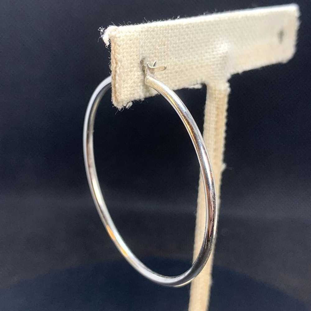 VTG Solid Sterling Silver 925 Elegant Hoop Earrin… - image 3