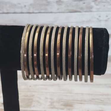 Vintage Bracelet / Bangle / Cuff Multi Tone Metal… - image 1