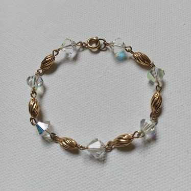 Vintage gold tone AB crystal bracelet - image 1