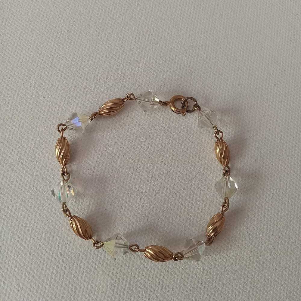 Vintage gold tone AB crystal bracelet - image 2