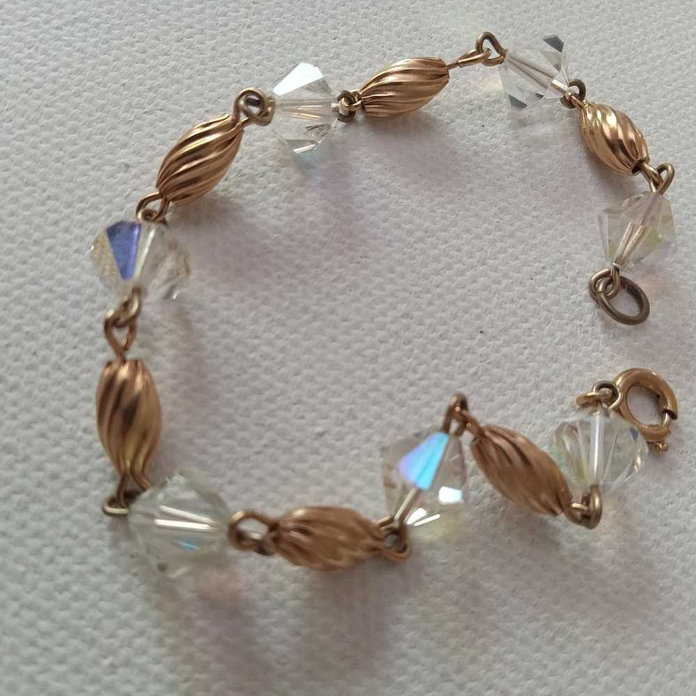 Vintage gold tone AB crystal bracelet - image 3