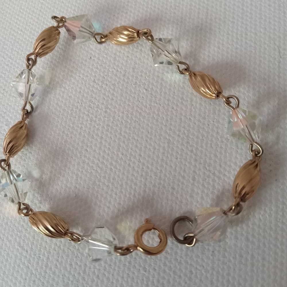 Vintage gold tone AB crystal bracelet - image 5