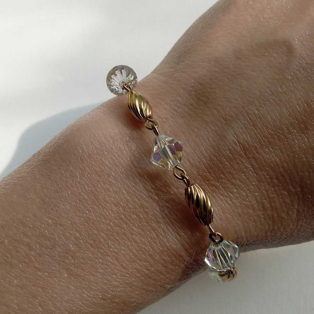 Vintage gold tone AB crystal bracelet - image 6