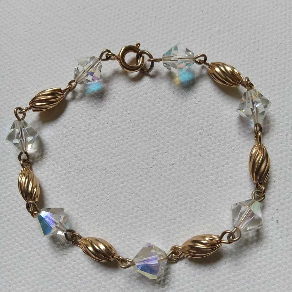 Vintage gold tone AB crystal bracelet - image 7