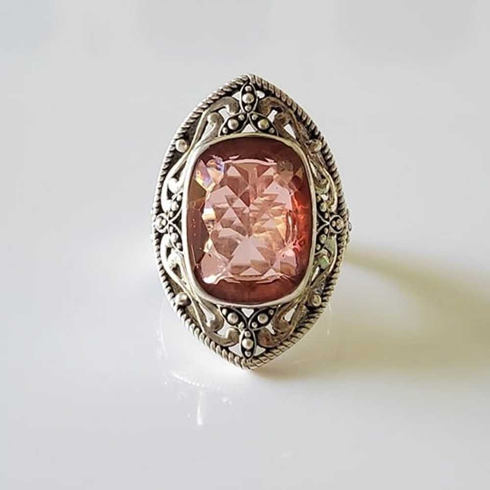 Pink Watermelon Quartz Navette Ring by Nicky Butl… - image 1