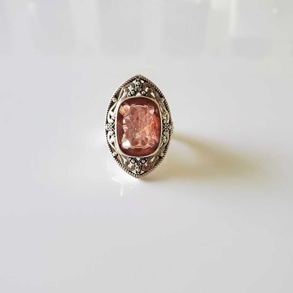 Pink Watermelon Quartz Navette Ring by Nicky Butl… - image 2