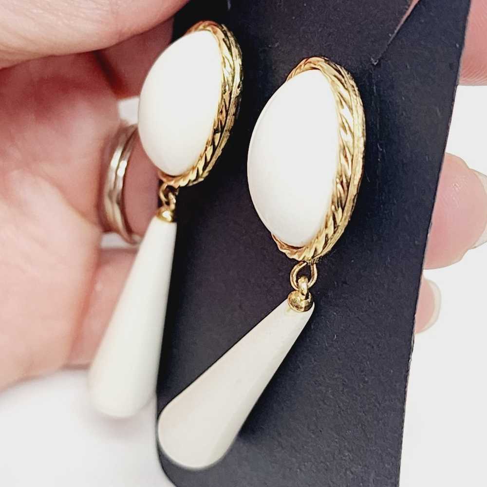 Vintage Givenchy White Tear Drop With Gold Tone S… - image 3