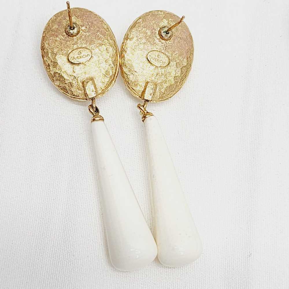 Vintage Givenchy White Tear Drop With Gold Tone S… - image 9
