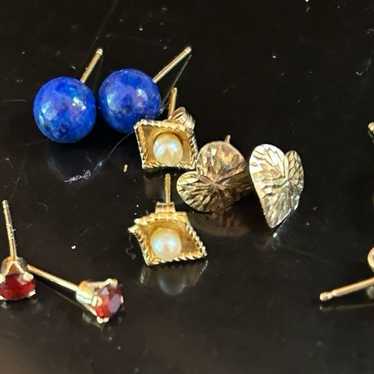 Vintage 14K gold earring lot - image 1
