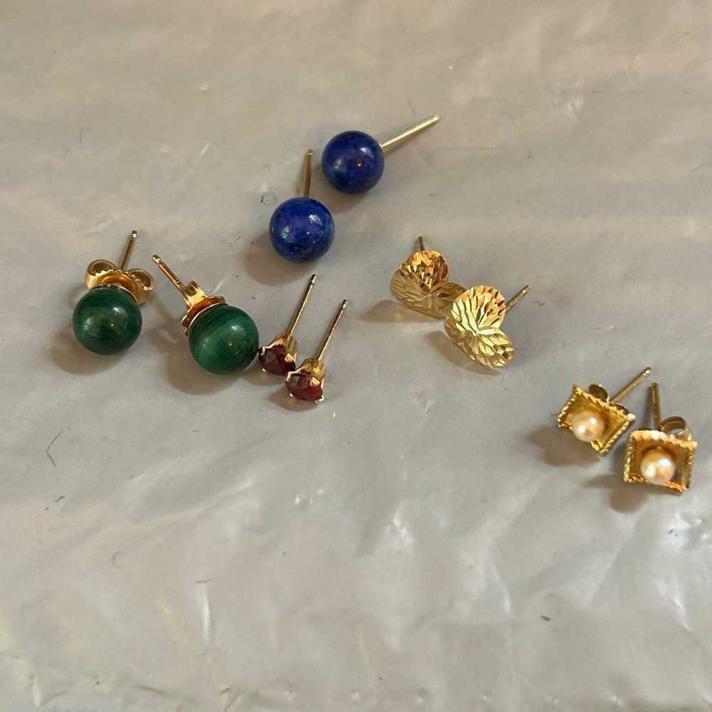 Vintage 14K gold earring lot - image 2