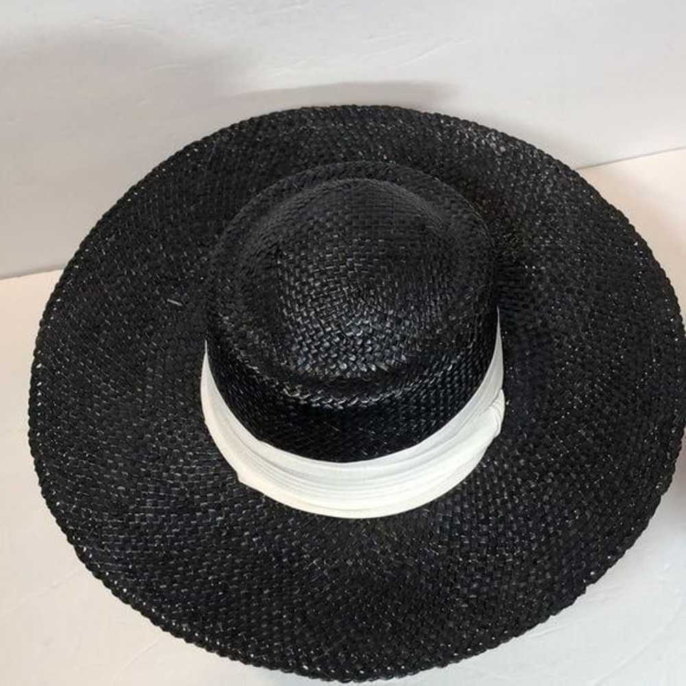 Vintage Womens Woven Hat with Black Ribbon - image 6