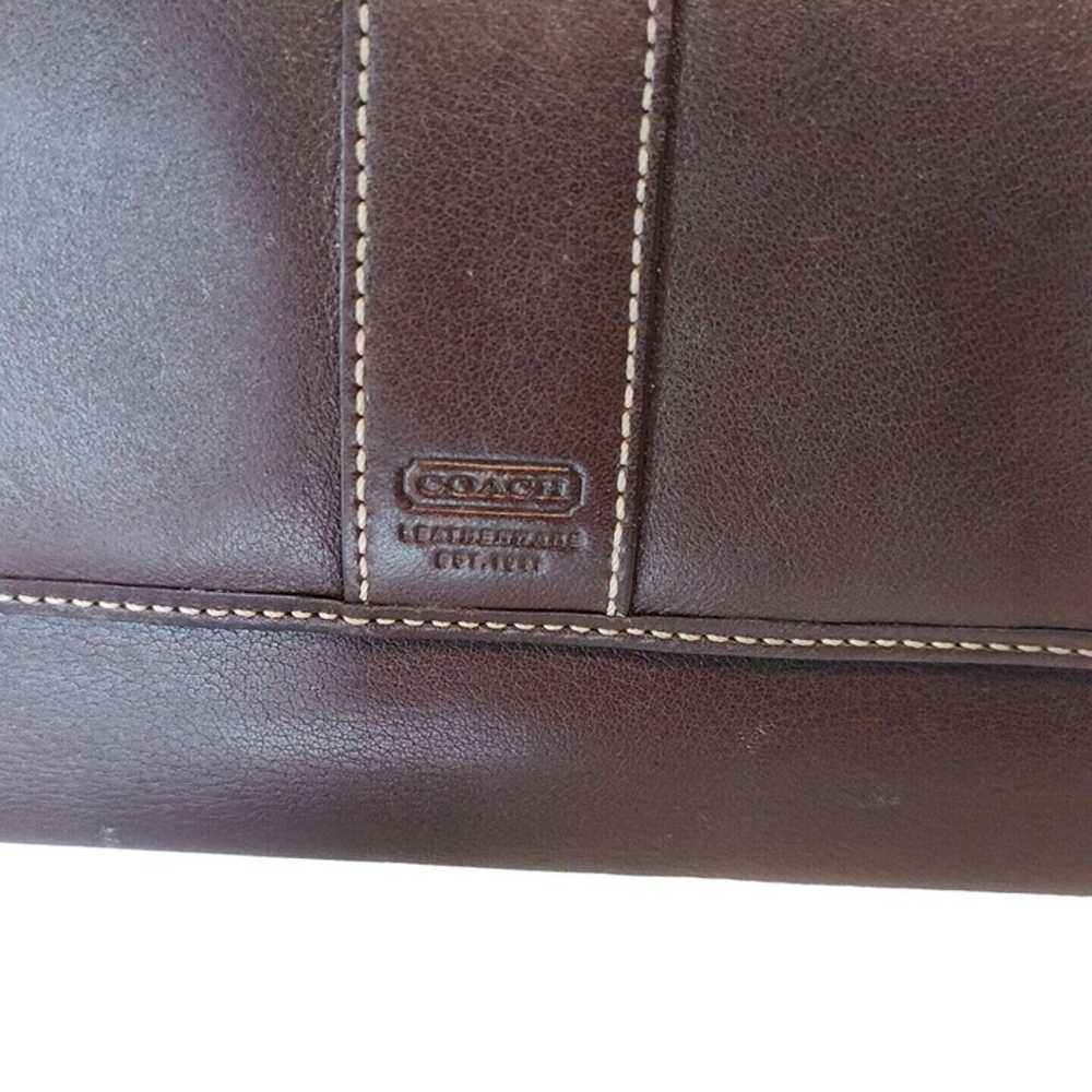 Vintage Coach Brown Leather Trifold Checkbook Wal… - image 2