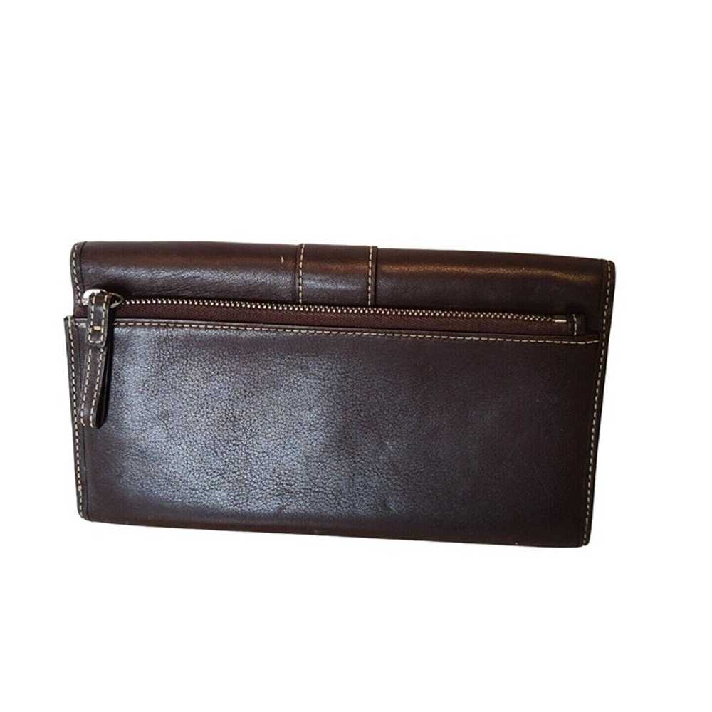 Vintage Coach Brown Leather Trifold Checkbook Wal… - image 3
