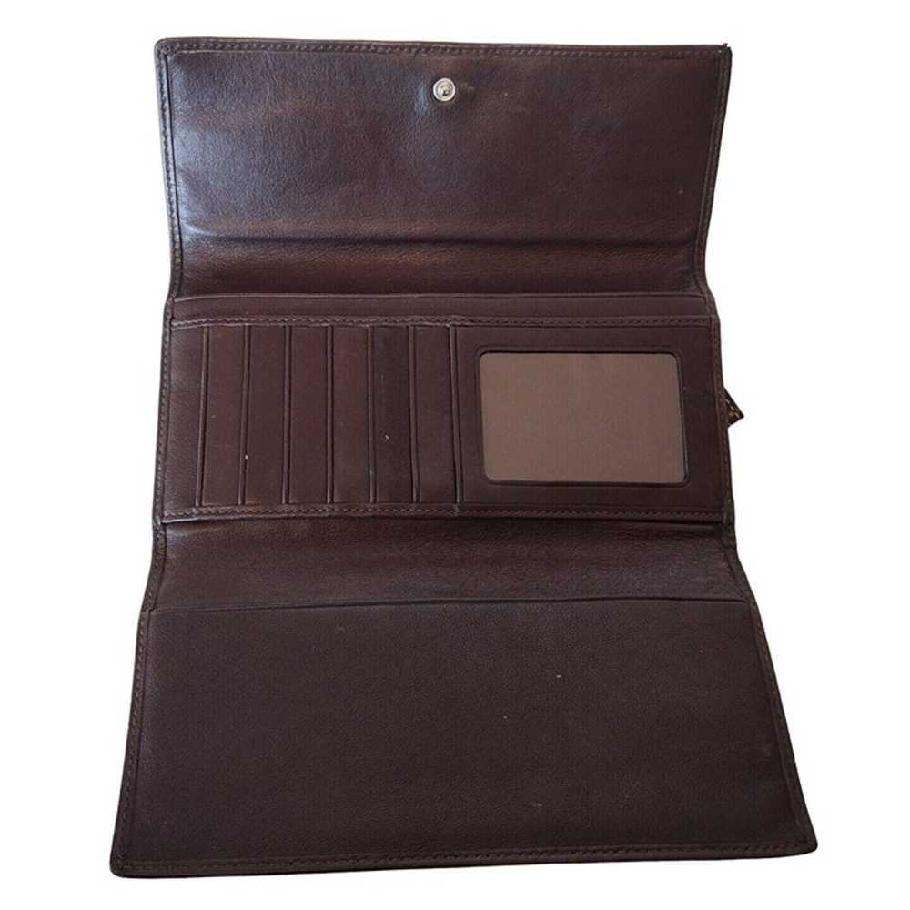 Vintage Coach Brown Leather Trifold Checkbook Wal… - image 5