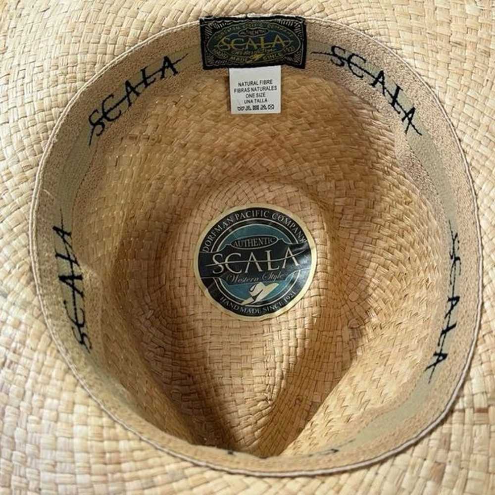 VTG Scala Woven Straw Cowboy Beachy Beaded Hat - image 12