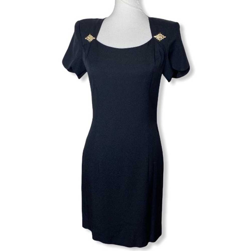 Vintage Scott McClintock Fitted Black Dress Size 4 - image 1