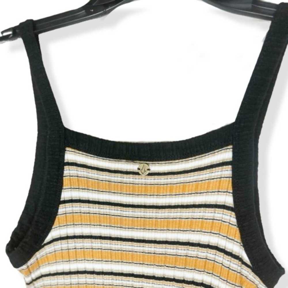 VOLCOM Yellow & Black Striped Bodycon Tank Dress … - image 3