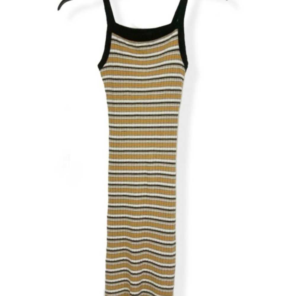 VOLCOM Yellow & Black Striped Bodycon Tank Dress … - image 5