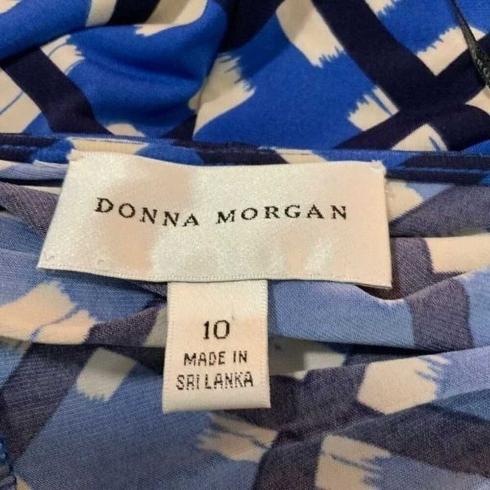 Donna Morgan Blue Black Geo Print Jersey Knit Wra… - image 10