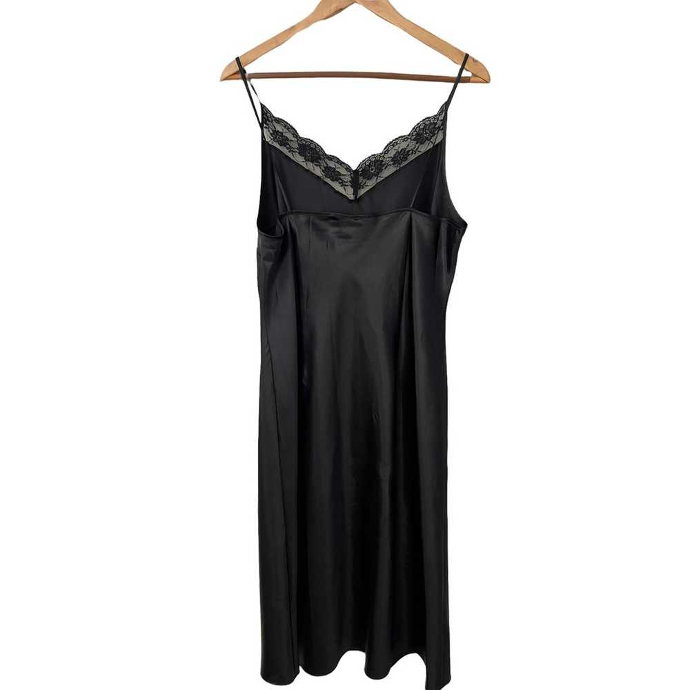 Vintage 90s ice Black silky Satin slip maxi dress… - image 4