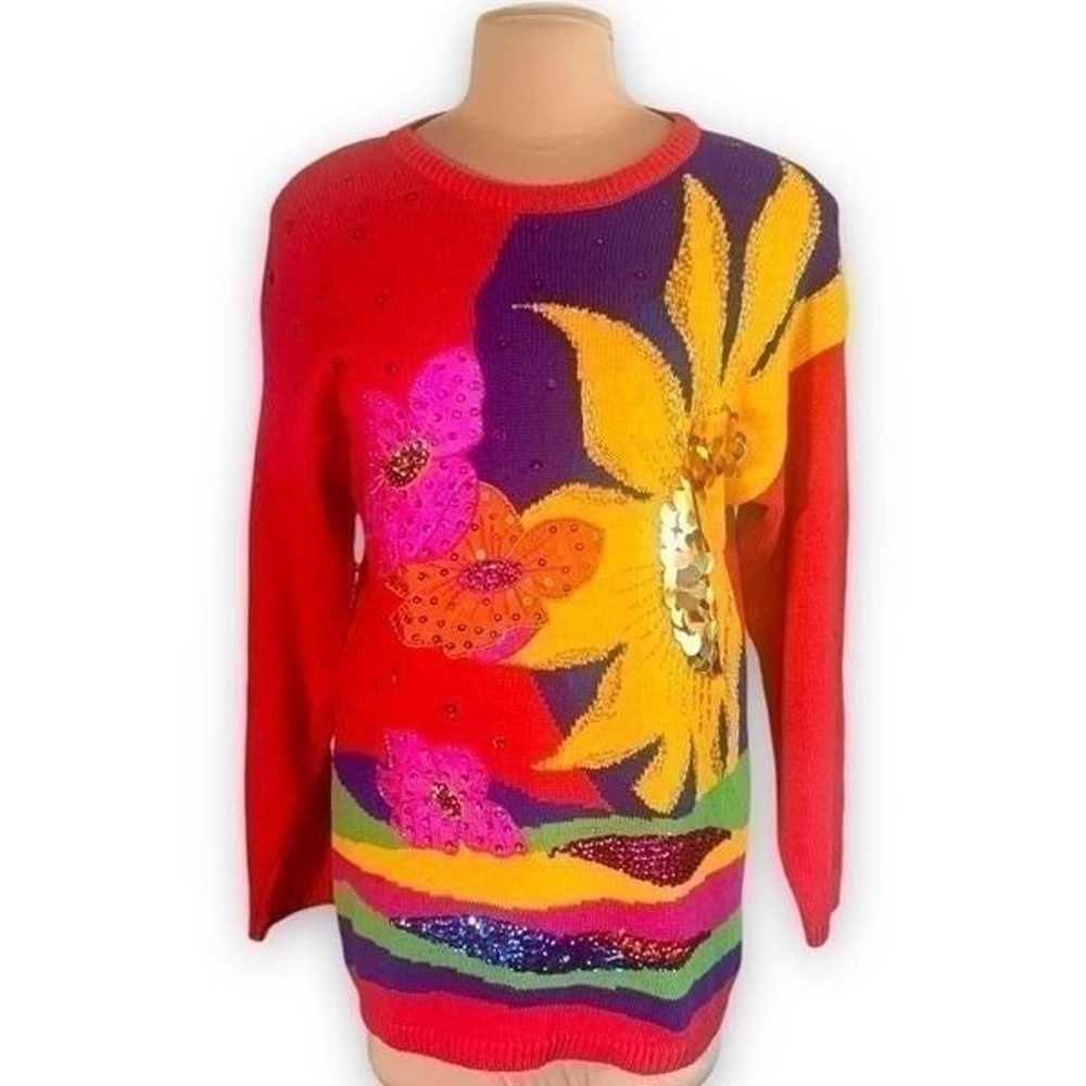 Vintage Eminent Sweater Bright Multicolored Sequi… - image 4