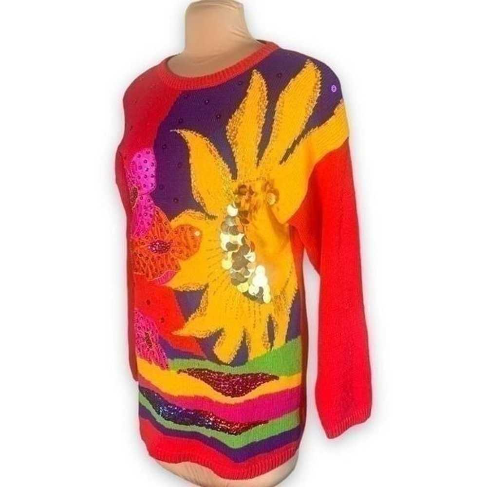 Vintage Eminent Sweater Bright Multicolored Sequi… - image 7