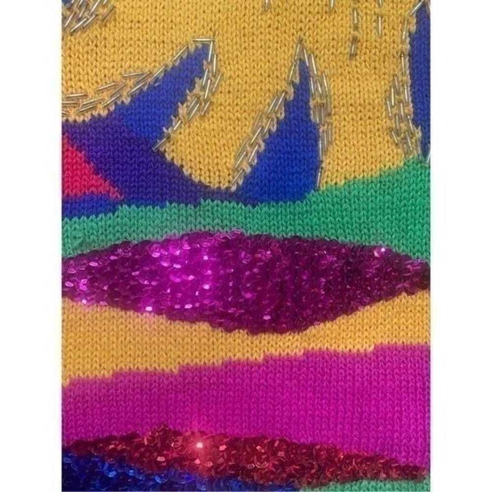 Vintage Eminent Sweater Bright Multicolored Sequi… - image 9