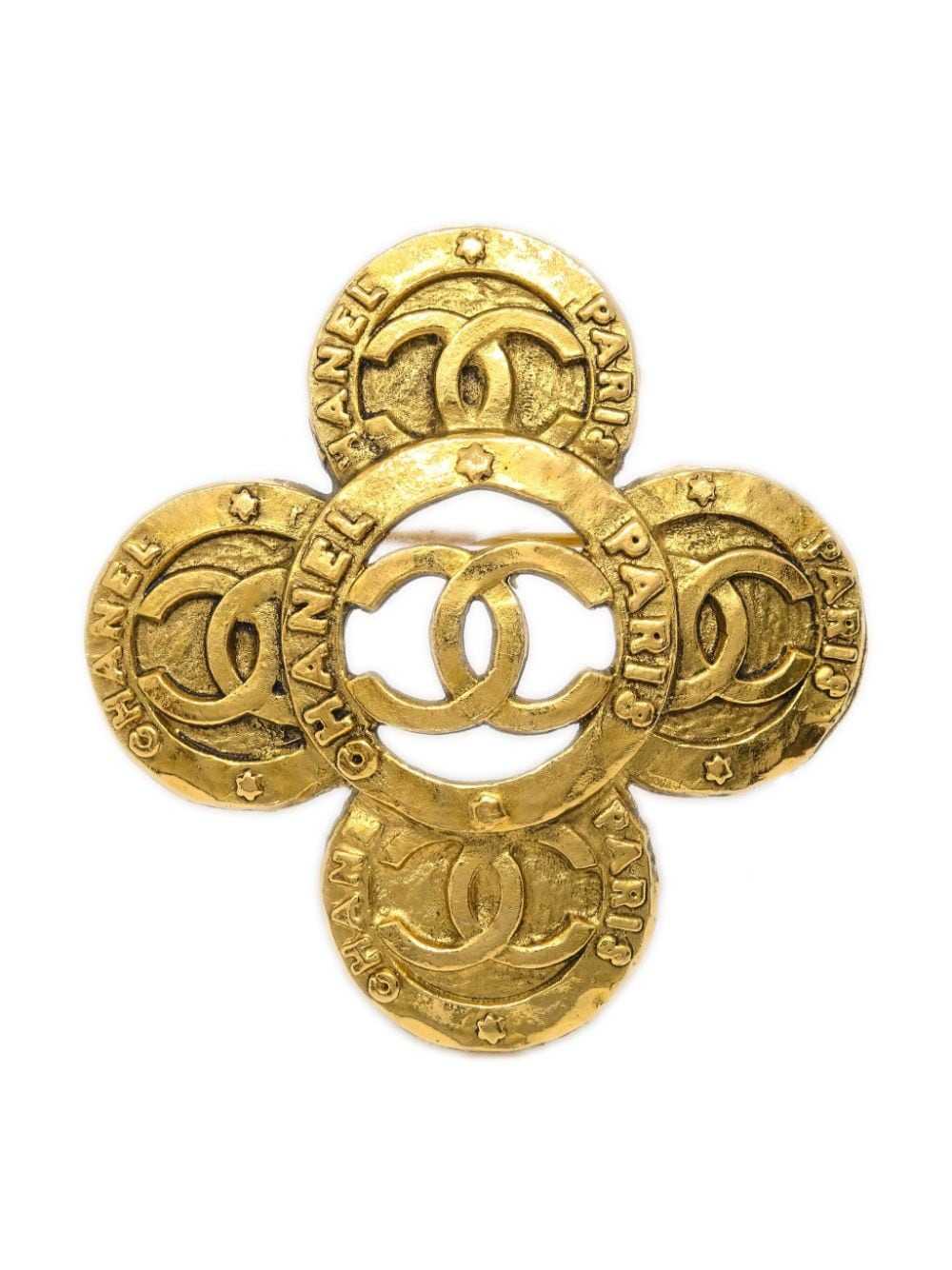 CHANEL Pre-Owned 1993 CC logo-embossed brooch - G… - image 1