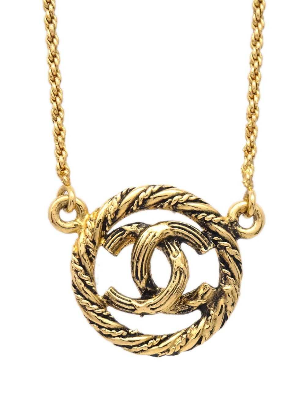 CHANEL Pre-Owned 1971-1980 cut-out CC pendant nec… - image 2