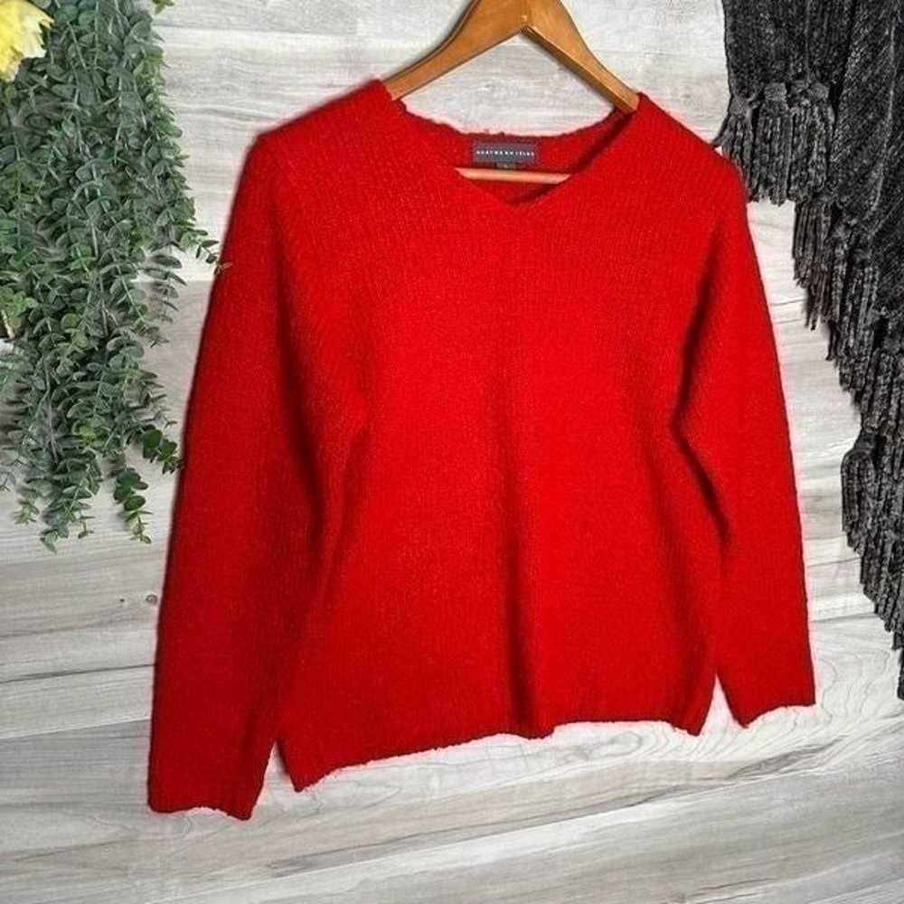 Northern Isles Women Red Long Sleeve V Neck Sweat… - image 2