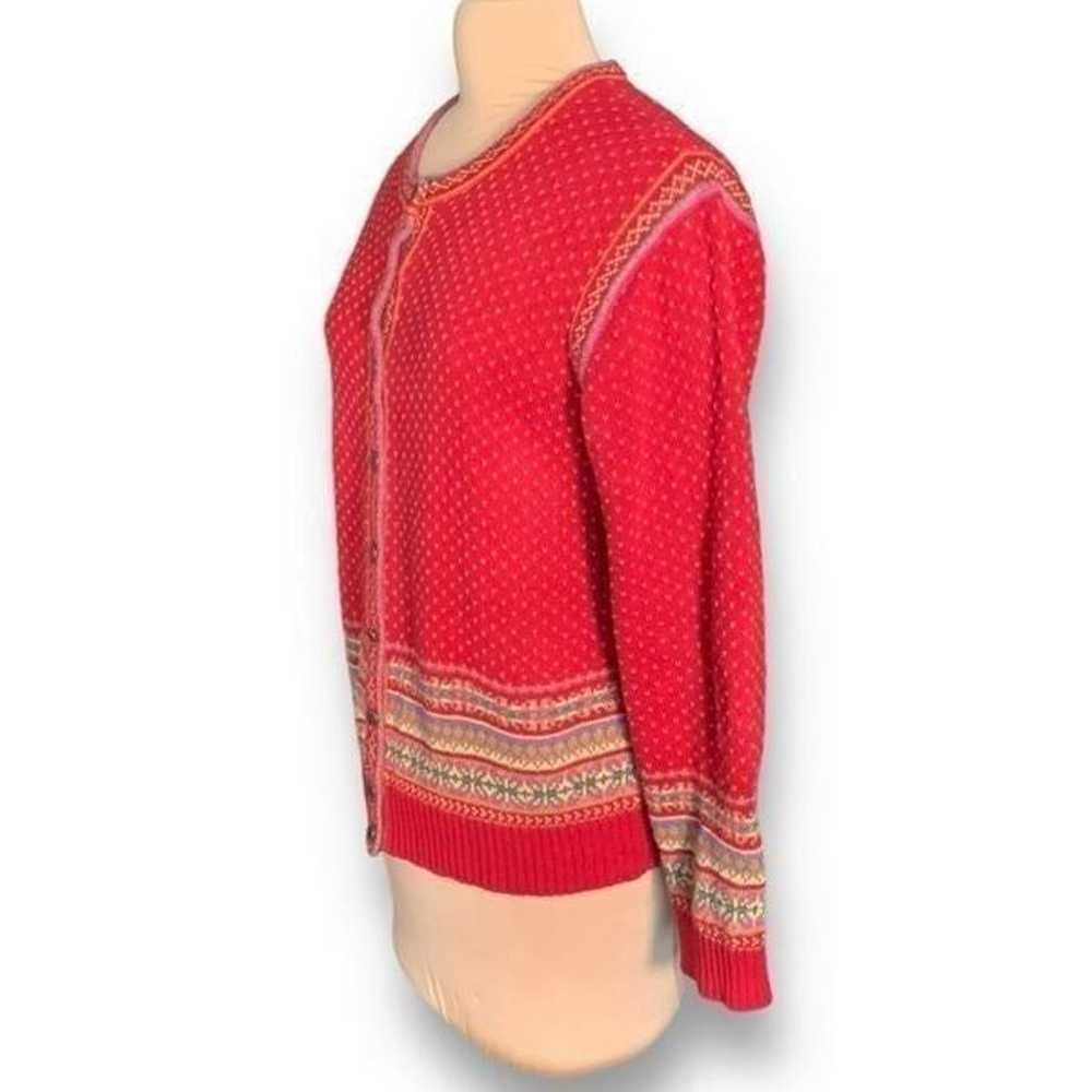 Vintage Ms. Lee Cardigan Sweater Red Colorful Fai… - image 2