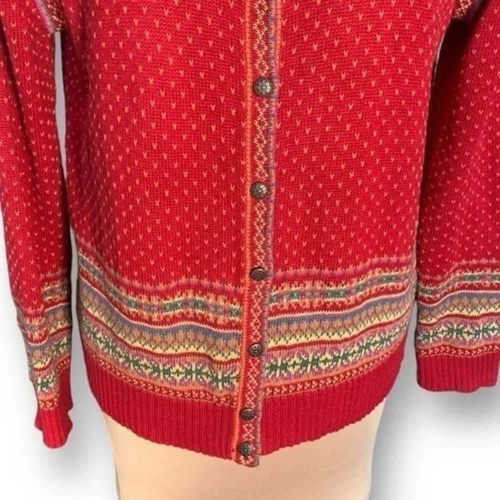Vintage Ms. Lee Cardigan Sweater Red Colorful Fai… - image 3