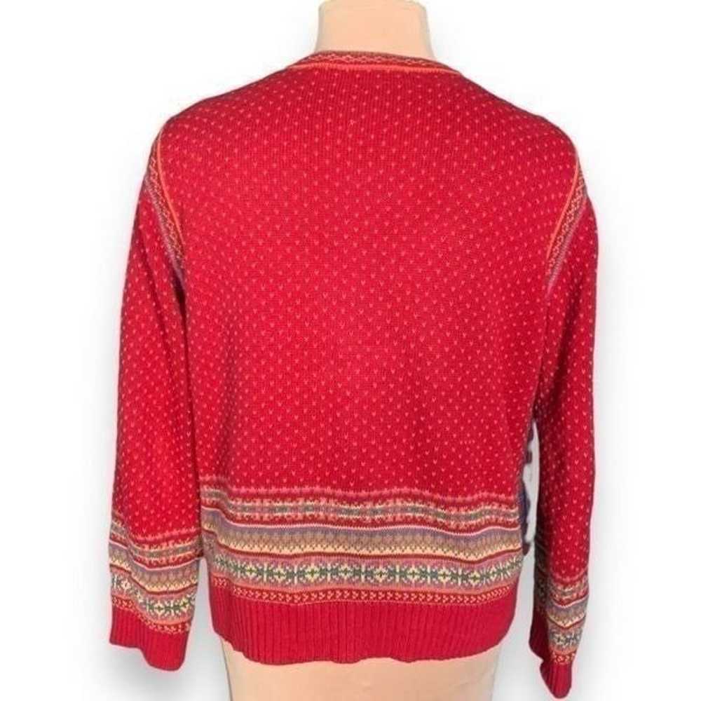 Vintage Ms. Lee Cardigan Sweater Red Colorful Fai… - image 7