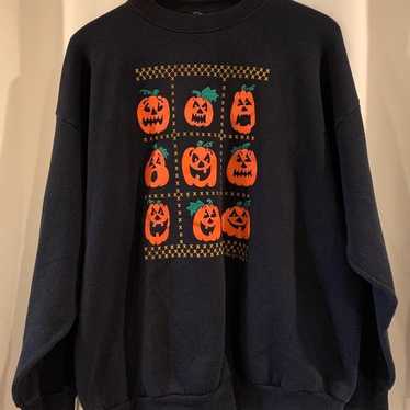 Vintage 80s 90s Halloween Sweatshirt Pumpkin Pull… - image 1