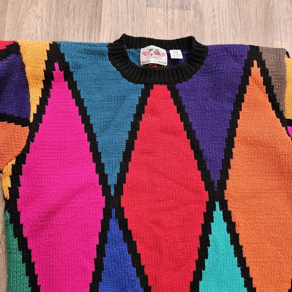 Vtg 80s Colorblock Sweater Womens Size 22W 2XL Mu… - image 2
