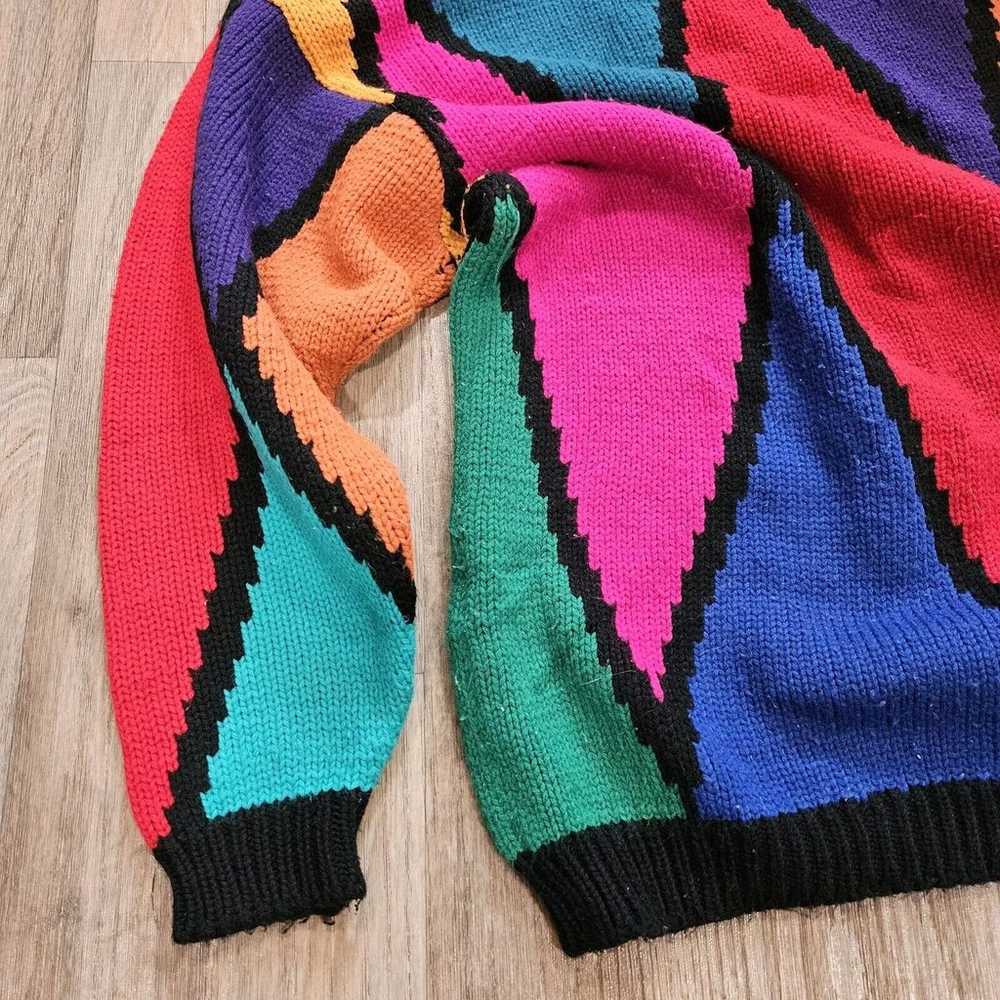 Vtg 80s Colorblock Sweater Womens Size 22W 2XL Mu… - image 4