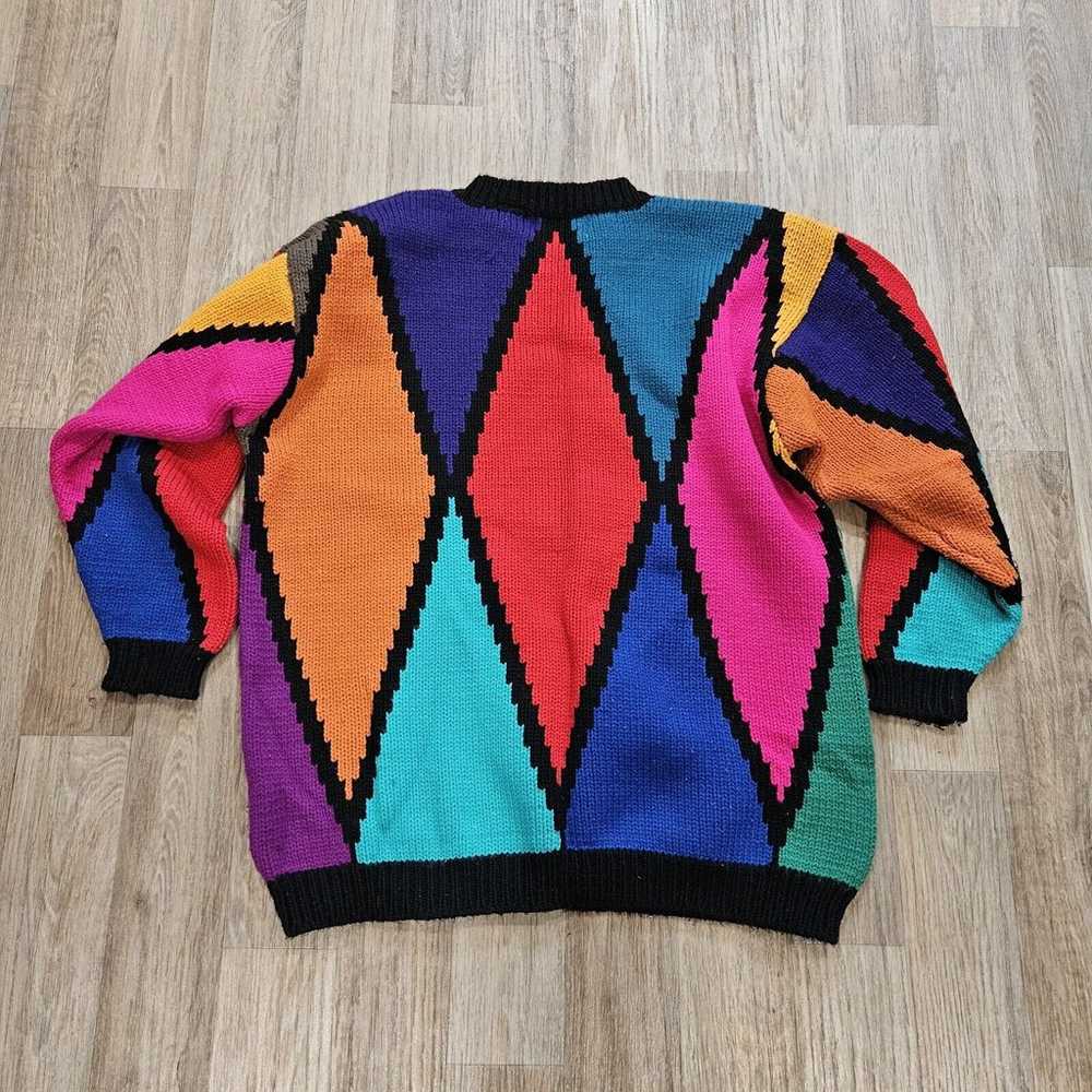 Vtg 80s Colorblock Sweater Womens Size 22W 2XL Mu… - image 5