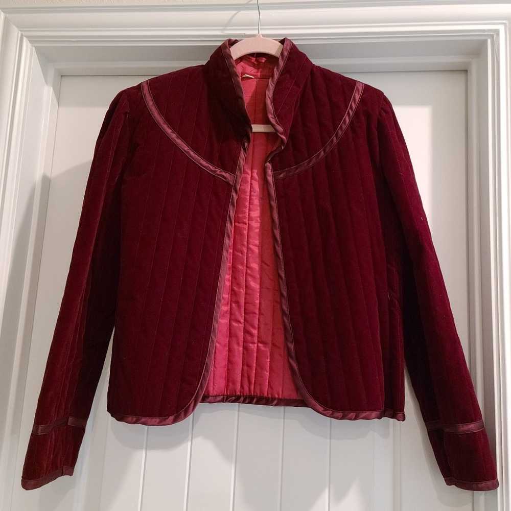 Vintage velvet blazer red velvet jacket Vintage j… - image 2