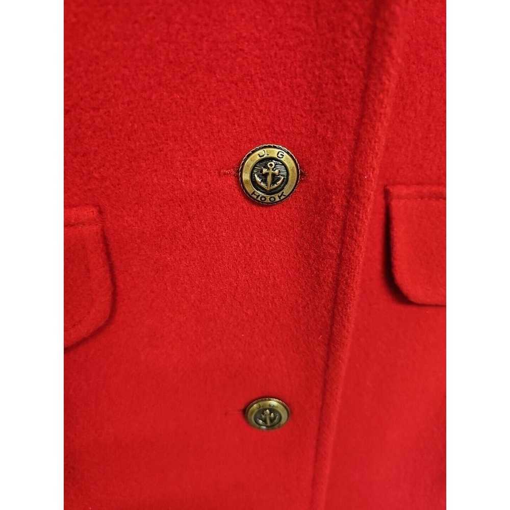 VTG J G Hook 100% Wool Red Pea Coat Metal Buttons… - image 2